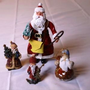 4 Vintage Mixed Santa Figure/Ornament Lot / Rabbit Tree, Canon Falls, Et…